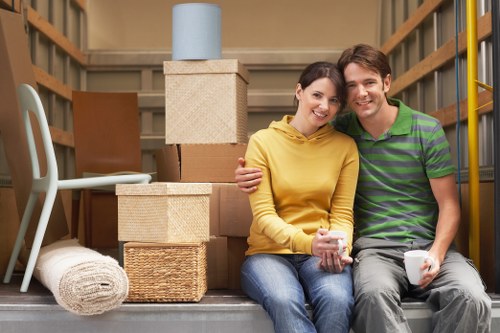 Student furniture and boxes being prepared for relocation in Kingston upon Thames