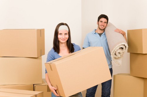 Packed boxes ready for a house or office move in Kingston upon Thames